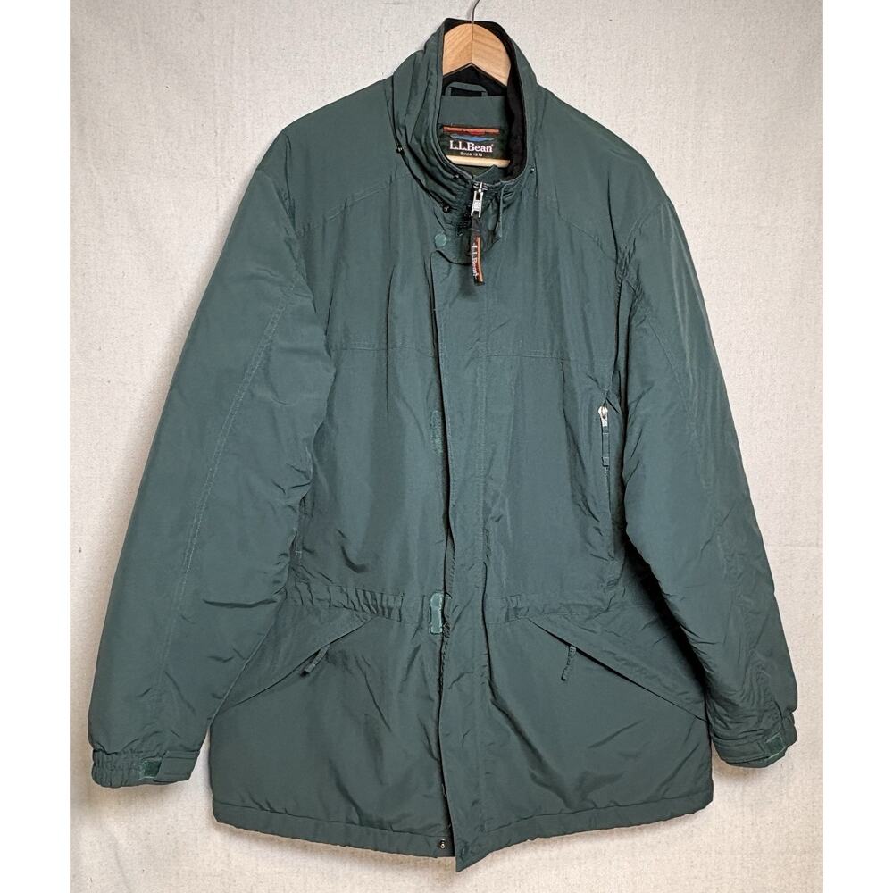 Vintage LL Bean Mens Parka Trench Jacket Zip Hood Size XL Green OUK69 No Hood